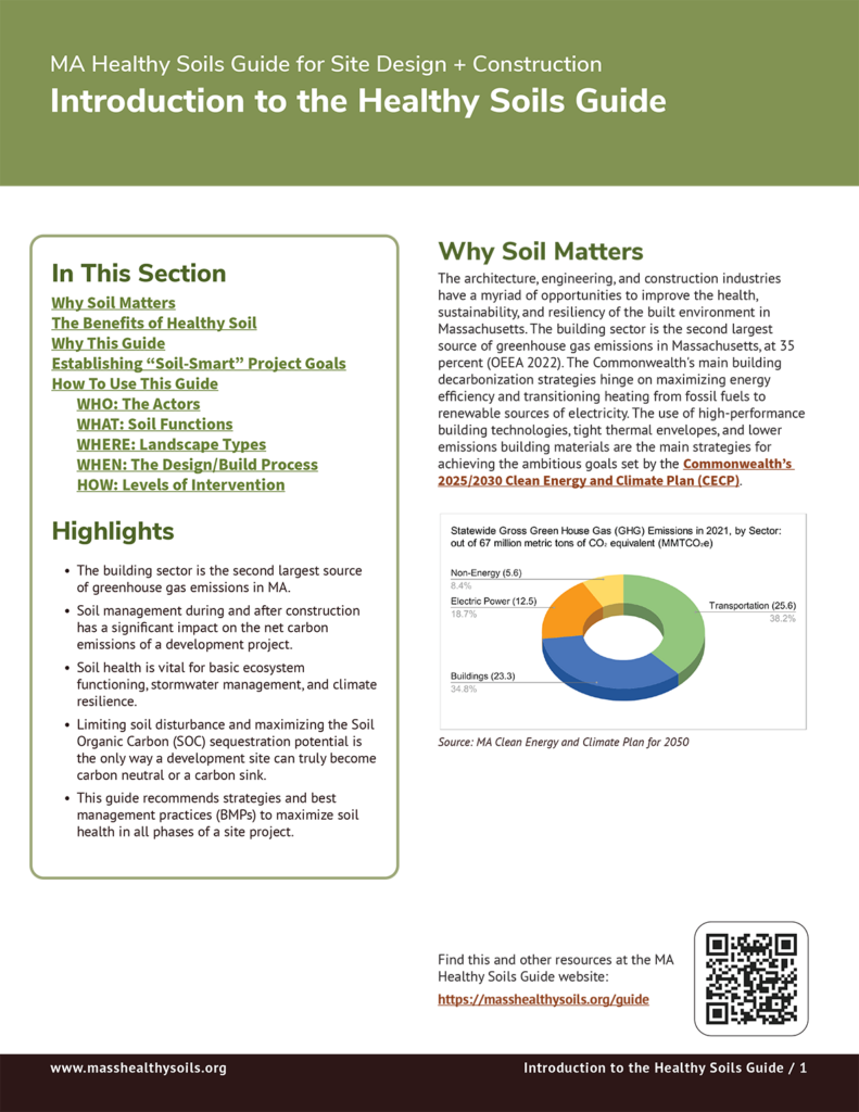 Front page of the Introduction section of the Healthy Soils Guide for Design + Construction